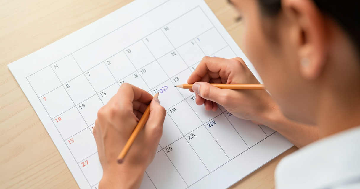 Personne planifiant ses heures de travail pour un contrat 24h par semaine sur un calendrier