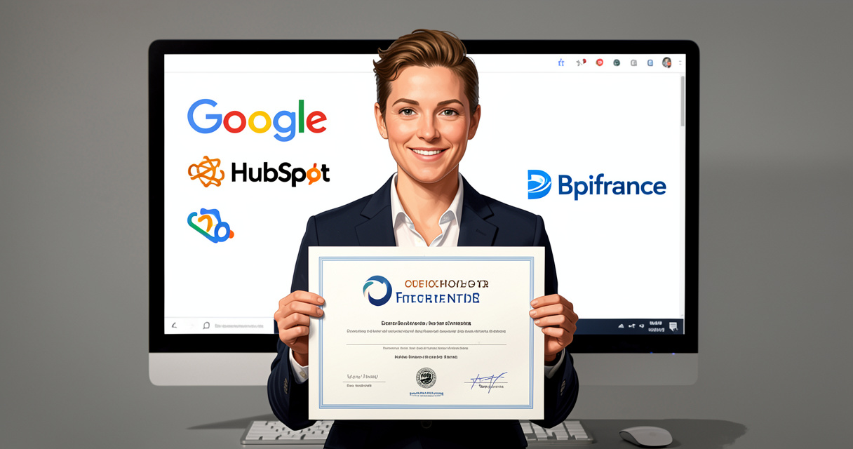 Certificat numérique reçu après une formation gratuite en marketing digital