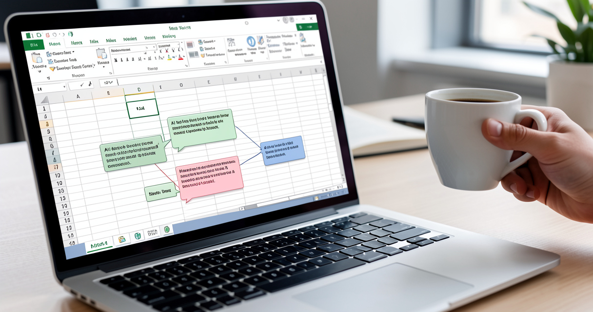 Automatisation du reporting IA avec commentaires analytiques générés automatiquement sur Excel.